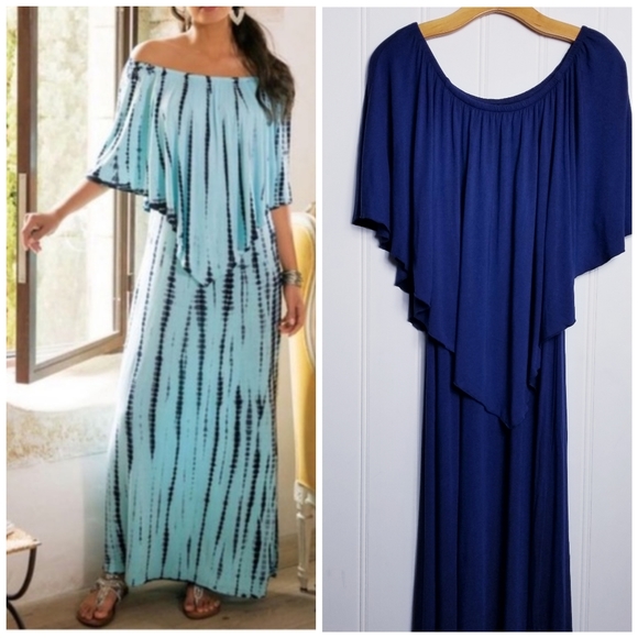 Soft Surroundings Dresses & Skirts - Soft Surroundings Maui Blue Maxi Dress M